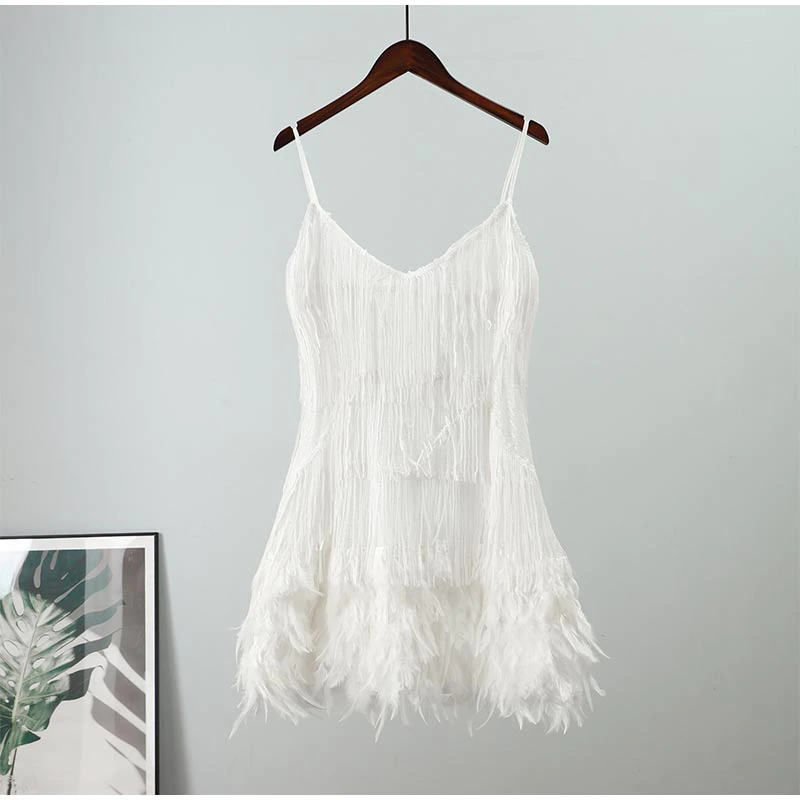 Funki Findz | Dresses | Women's Sequin Feather Fringe Dress