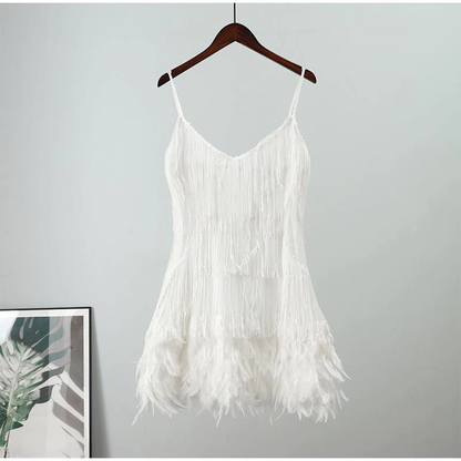 Funki Findz | Dresses | Women's Sequin Feather Fringe Dress