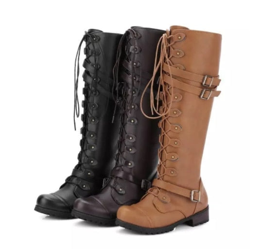 Funki Findz | Boots | Women's Knee High Steampunk Flat Boots