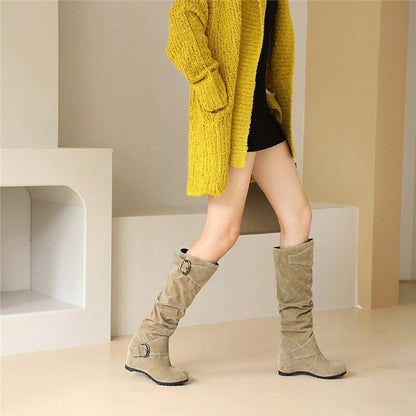 Funki Findz | Boots | Women's Mid-Calf Suede Wedge Boot
