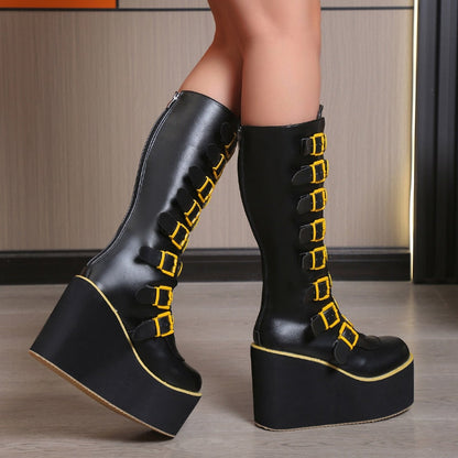 Funki Findz | Boots | Women's Black Yellow Smiley Face Boots