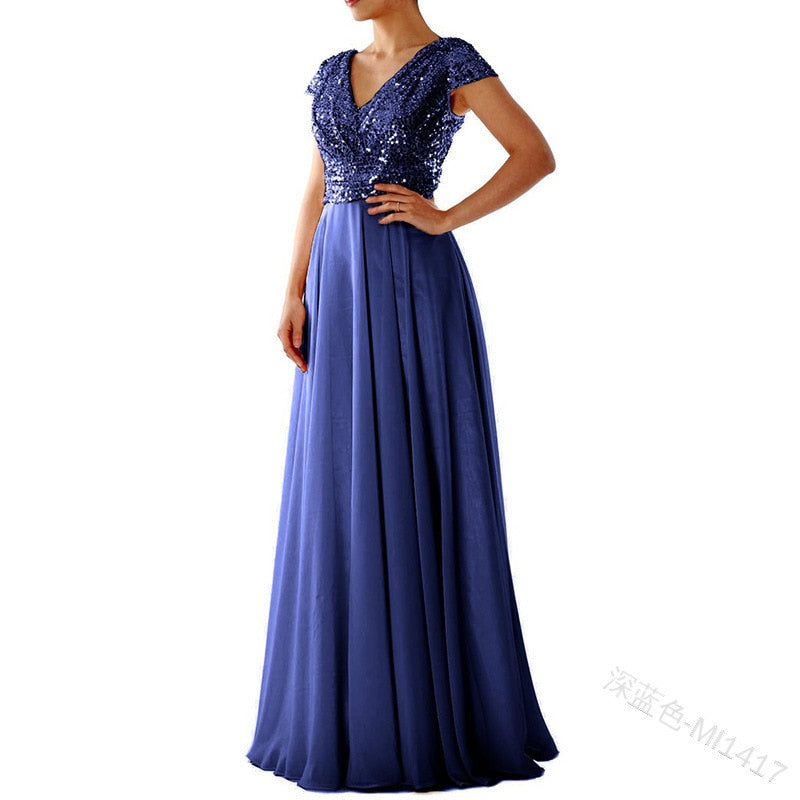 Funki Findz | Dresses | Women's Sequin Chiffon Evening Dress
