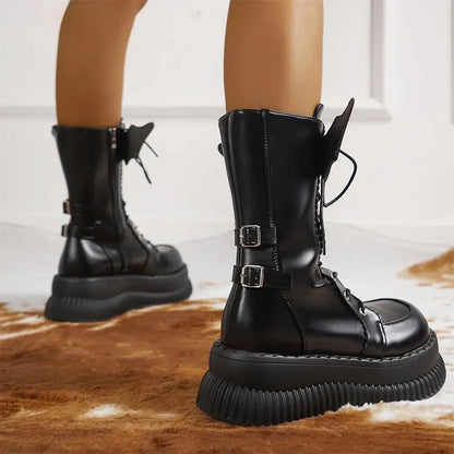 Funki Findz | Boots | Women's Gothic Mid-Calf Platform Boots