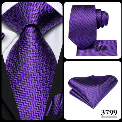 Funki Findz | Neckties | Men's Purple Silk Wedding 3Pcs Tie Set
