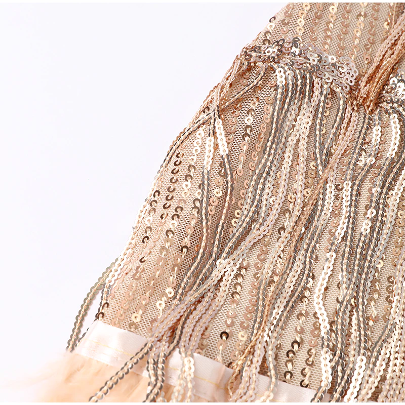 Funki Findz | Dresses | Women's Sequin Feather Fringe Dress