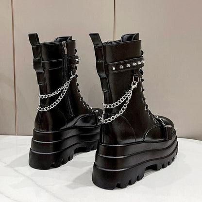 Funki Findz | Boots | Women's Gothic Square Toe Platform Boots