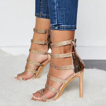 Funki Findz | Shoes | Women's Mid-calf Bling Gladiator Sandals