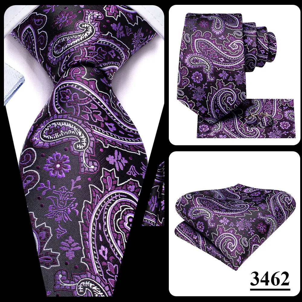 Funki Findz | Neckties | Men's Purple Silk Wedding 3Pcs Tie Set