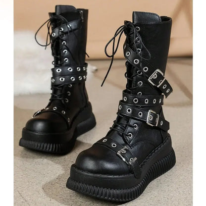 Funki Findz | Boots | Women's Gothic Mid-Calf Platform Boots
