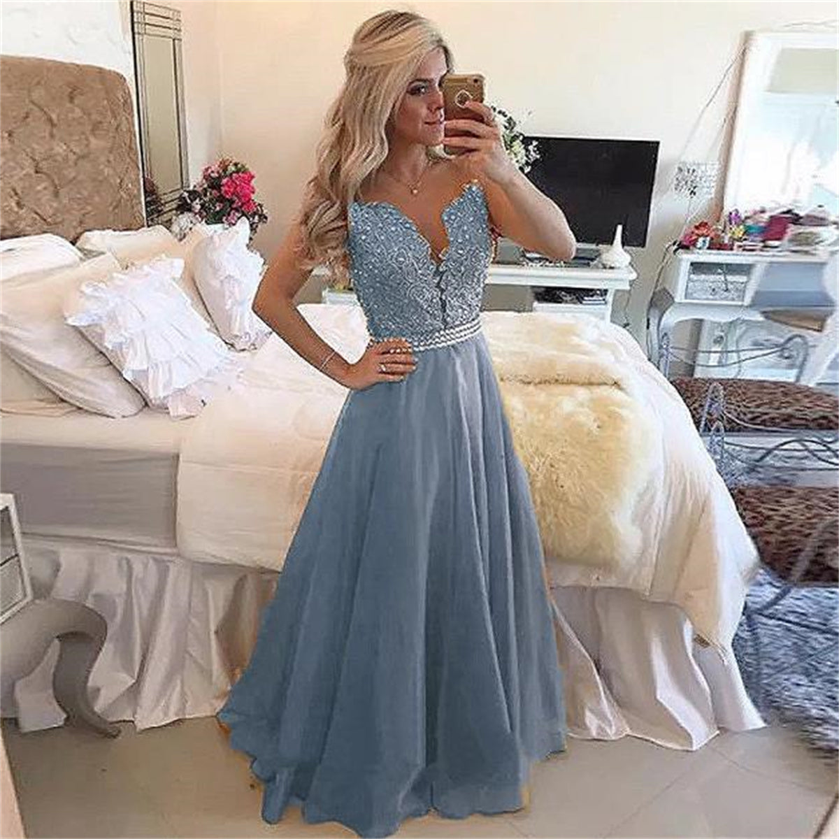 Funki Findz | Dresses | Women's Chiffon Beaded Prom Dress