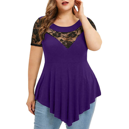Funki Findz | Shirts | Women's Sexy Lace Spliced Plus Size Shirt