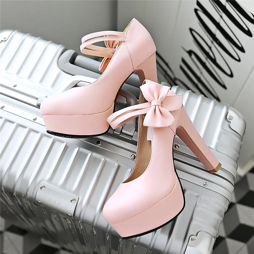 Funki Findz | Shoes | Women's Cute Ankle Bow Wedding Heels