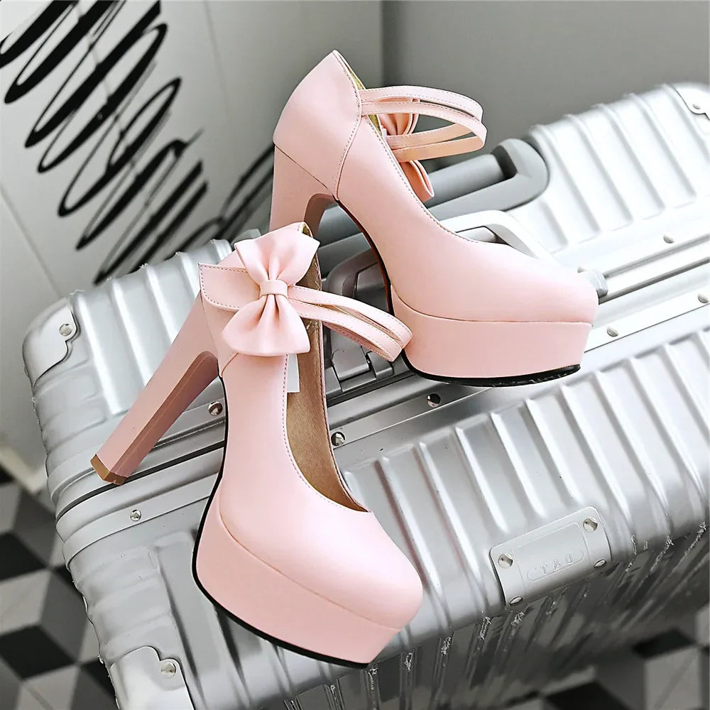 Funki Findz | Shoes | Women's Cute Ankle Bow Wedding Heels