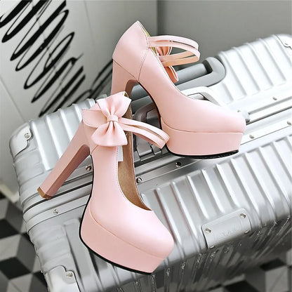 Funki Findz | Shoes | Women's Cute Ankle Bow Wedding Heels
