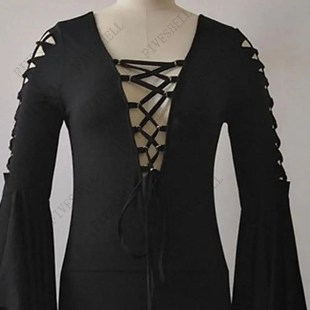Funki Findz | Dresses | Women's Goth Lace Up Halloween Dress