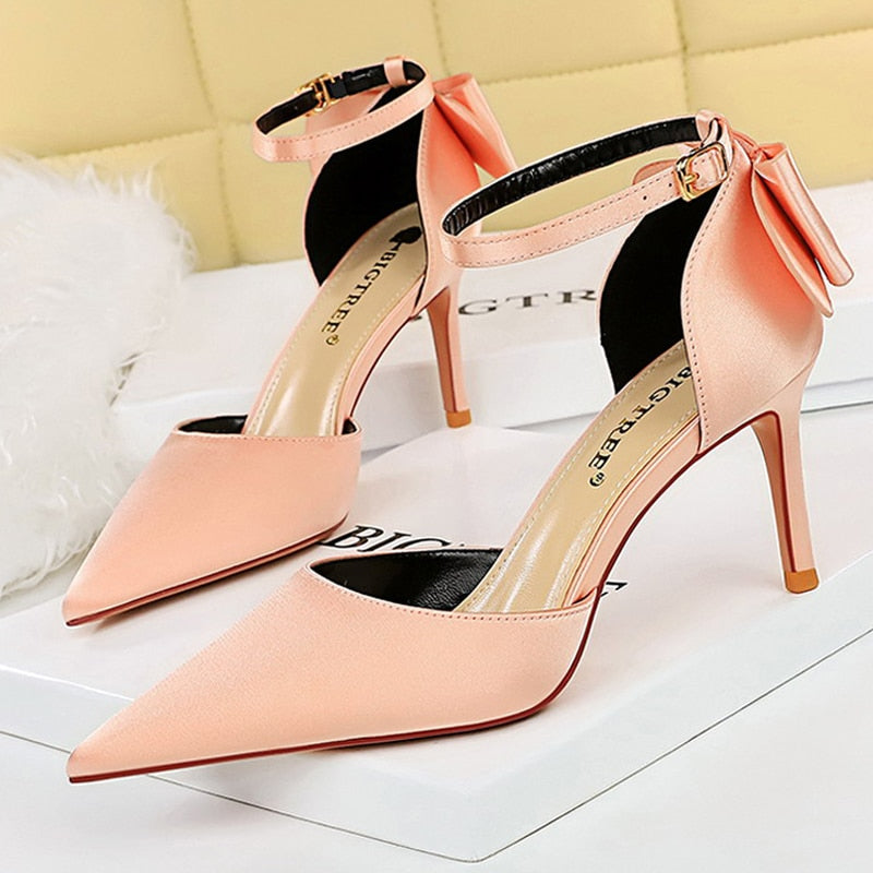 Funki Findz | Shoes | Women's Elegant Silk Bow Stiletto Pumps