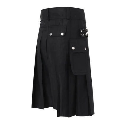 Funki Findz | Skirts | Men's Black Pleated Gothic Kilt | Cargo Skirt