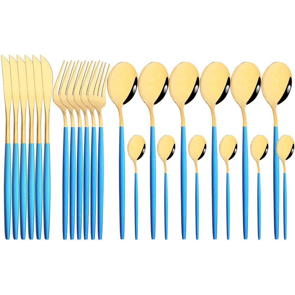 Funki Findz | Cutlery Sets | Gold Stainless Steel Mirror Polish 24 Set