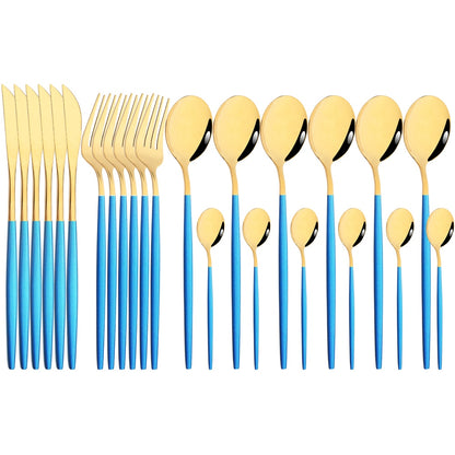 Funki Findz | Cutlery Sets | Gold Stainless Steel Mirror Polish 24 Set