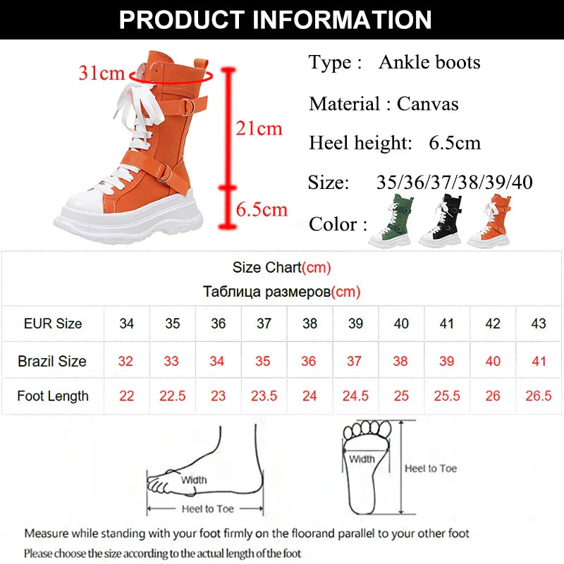 Funki Findz | Boots | Women's Canvas Chunky Platform Boots