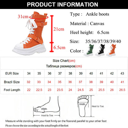 Funki Findz | Boots | Women's Canvas Chunky Platform Boots
