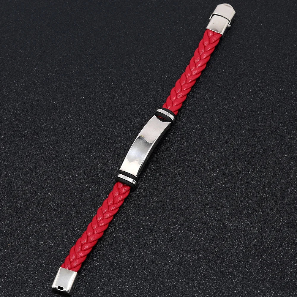 Funki Findz | Bracelets | Unisex Titanium Woven Leather Bracelet