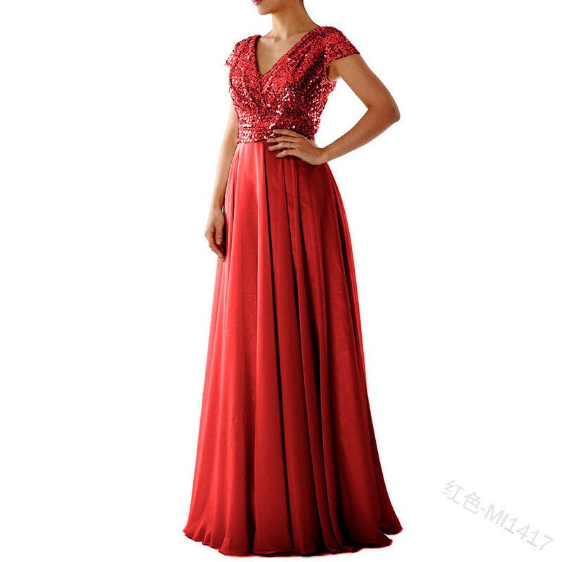 Funki Findz | Dresses | Women's Sequin Chiffon Evening Dress