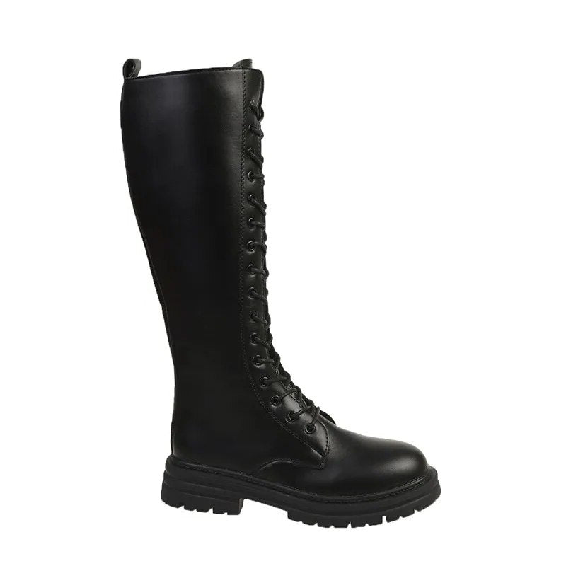 Funki Findz | Boots | Women's Knee-High Lace Up Buckle Boots