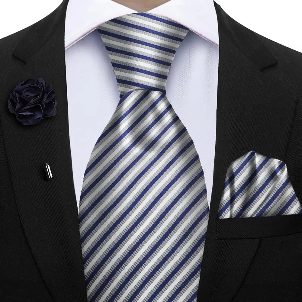 Funki Findz | Neckties | Mens 3Pcs Tie Set | Tie Hanky Corsage