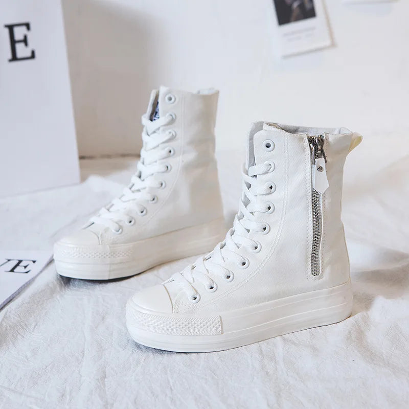 Funki Findz | Boots | Women's High-top Side Zip Canvas Sneaker