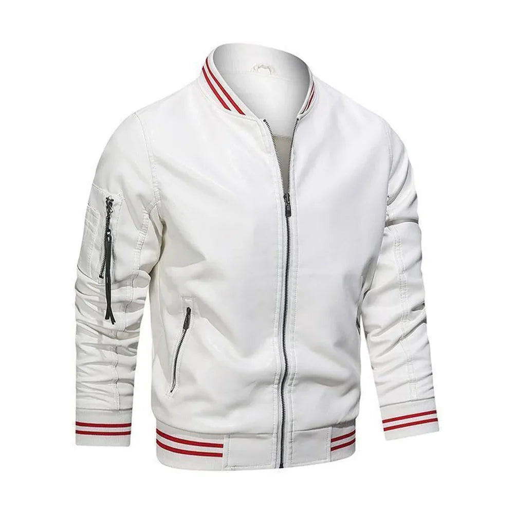 Funki Findz | Jackets | Men's Casual PU Leather Racer Jacket