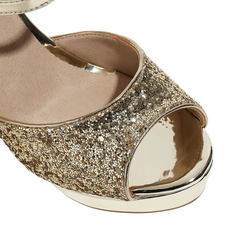 Funki Findz | Shoes | Women's Gold Silver High Chunky Sandals