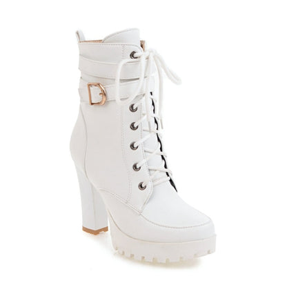Funki Findz | Boots | Women's Block Heel Buckle Strap Ankle Boots