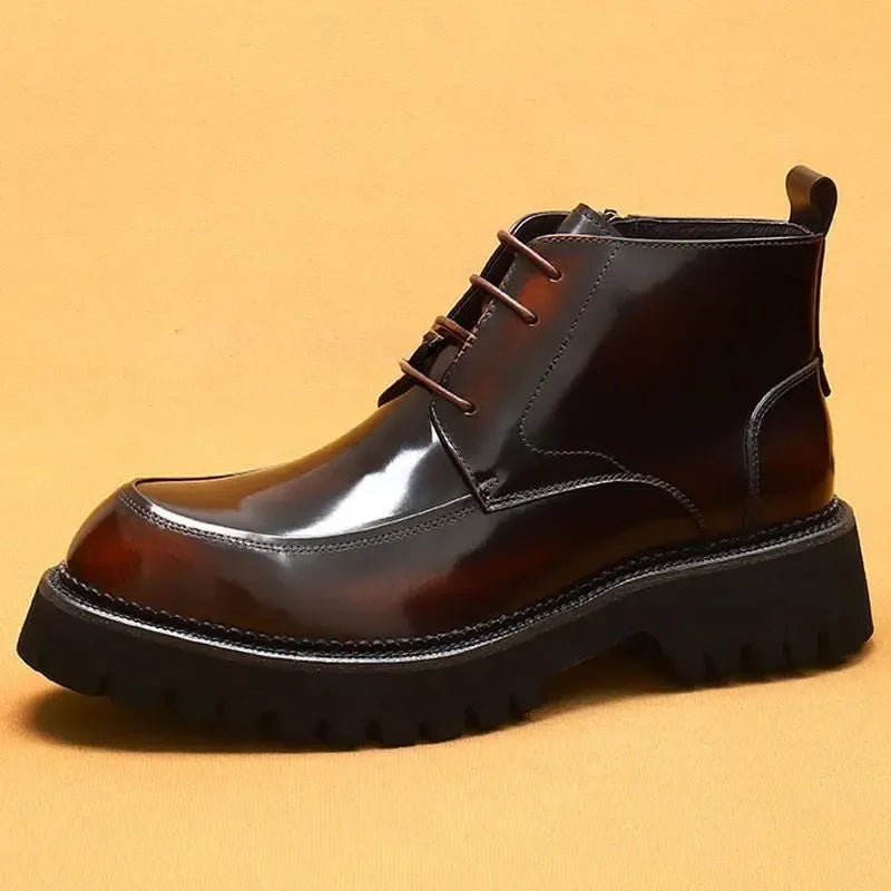 Funki Findz | Boots | Men's Leather Chunky Heel Dress Boots