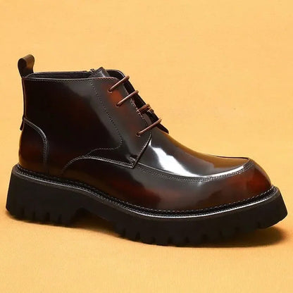 Funki Findz | Boots | Men's Leather Chunky Heel Dress Boots