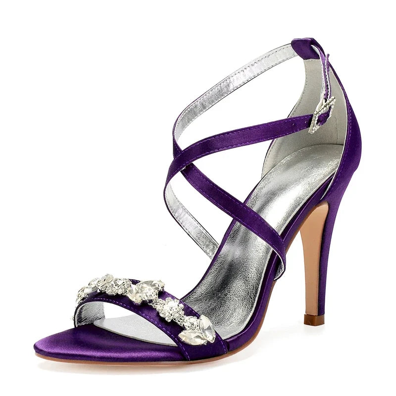 Funki Findz | Shoes | Women's Luxury Satin Crystal Bridal Sandals