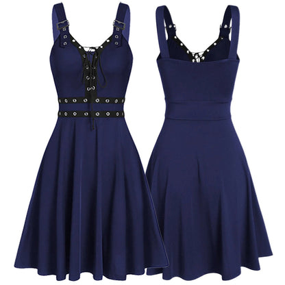 Funki Findz | Dresses | Women's Gothic Lace Up Mini Dress