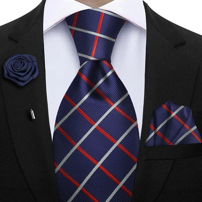 Funki Findz | Neckties | Mens 3Pcs Tie Set | Tie Hanky Corsage