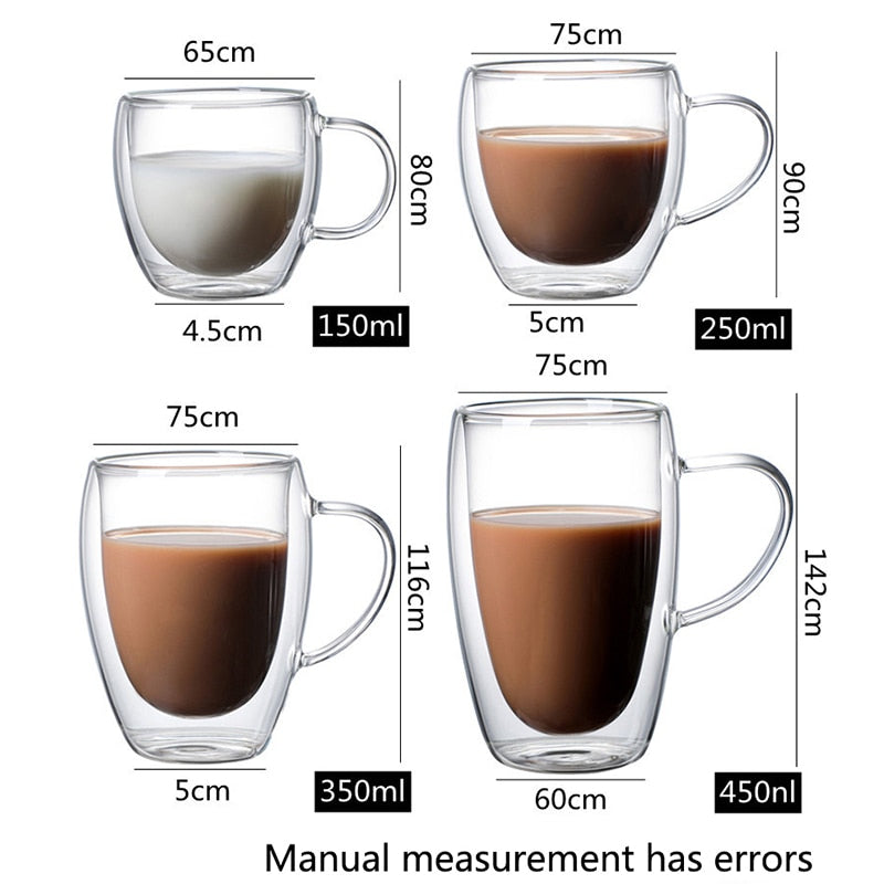 Funki Findz | Cups | Glass Double Wall Borosilicate Mug 2/3/4
