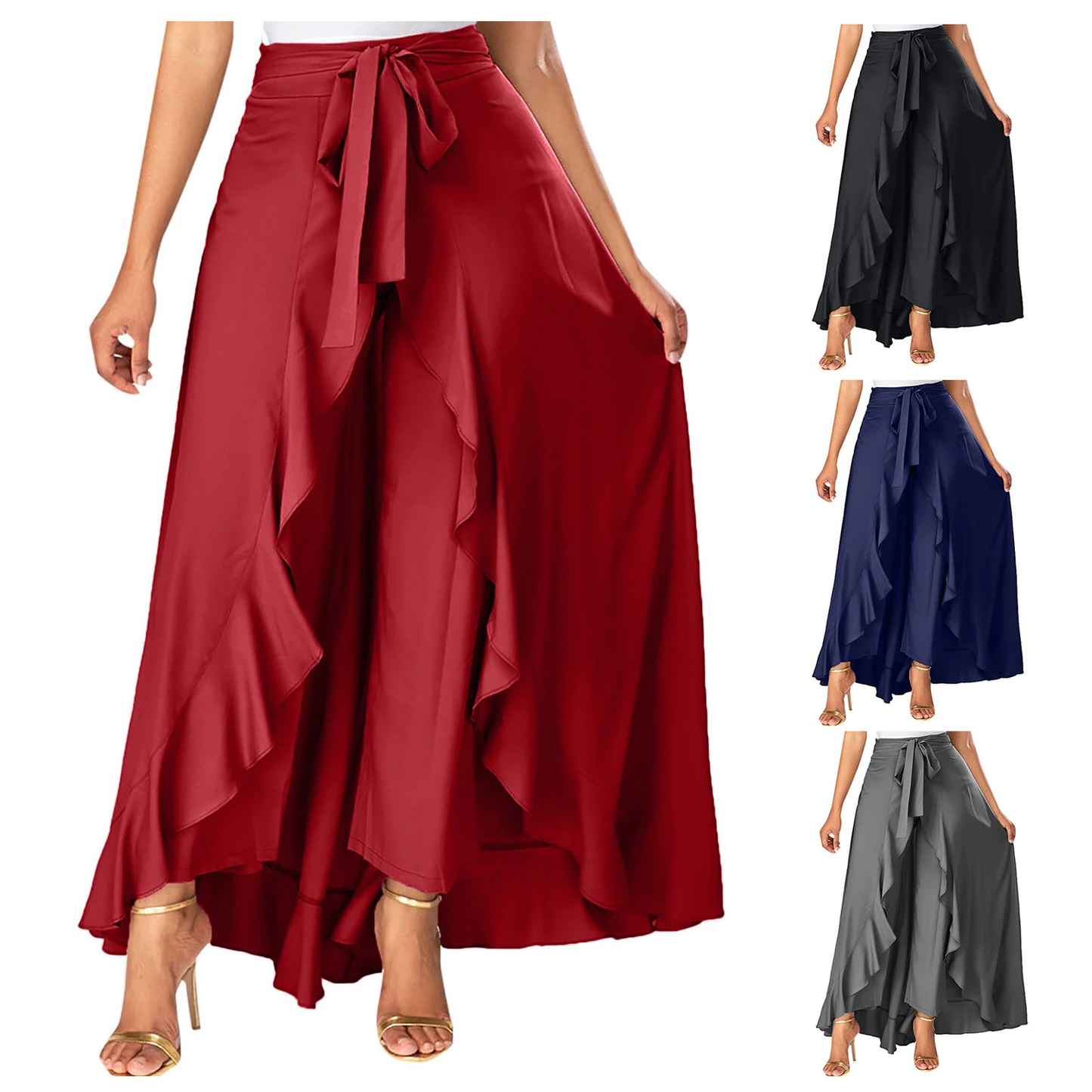 Funki Findz | Skirts | Women's Elegant Long Ruffled Skirt Pants
