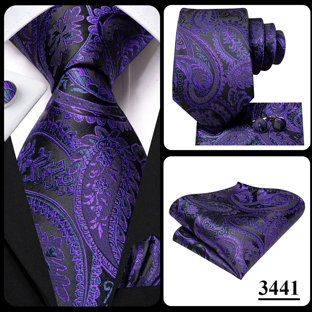 Funki Findz | Neckties | Men's Purple Silk Wedding 3Pcs Tie Set