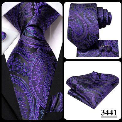 Funki Findz | Neckties | Men's Purple Silk Wedding 3Pcs Tie Set
