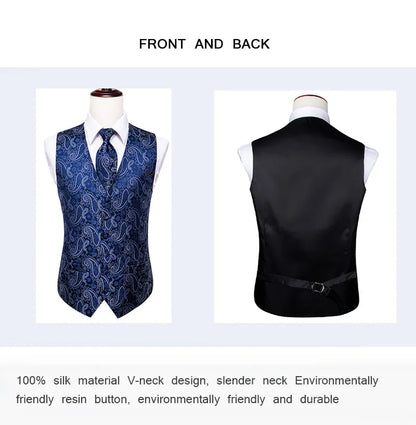 Funki Findz | Vests | Men's Formal 4 Pcs Silk Slim Waistcoat Sets