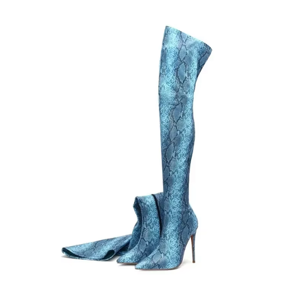 Funki Findz | Boots | Women's Snake Print Cloth Long Boots