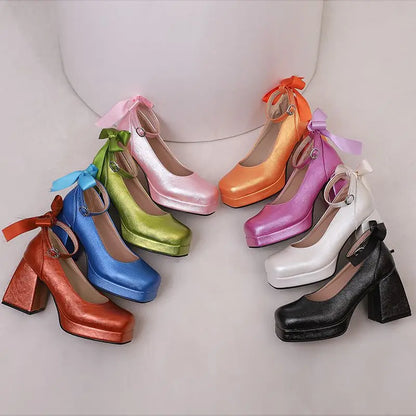 Funki Findz | Shoes | Women's Square Toe Block Heel Platforms