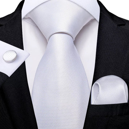 Funki Findz | Neckties | Men's 3pcs White Silk Wedding Tie Sets