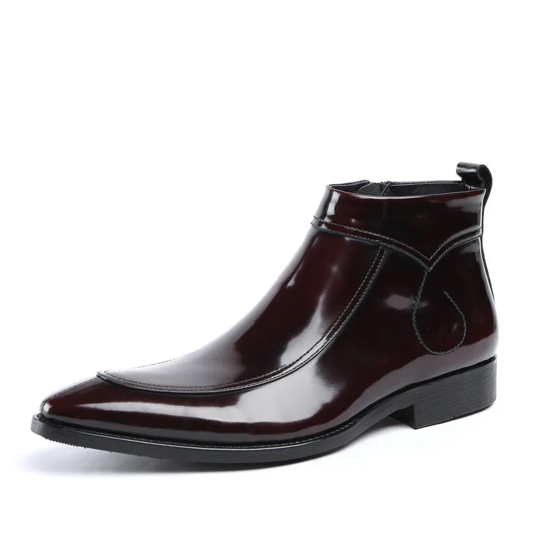 Funki Findz | Boots | Men's Leather Patent Formal Dress Boots