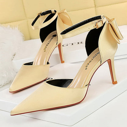 Funki Findz | Shoes | Women's Elegant Silk Bow Stiletto Pumps