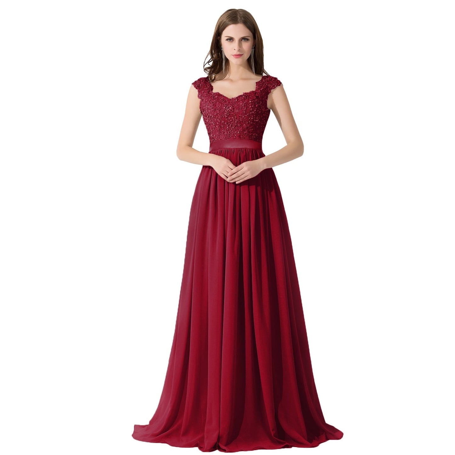Funki Findz | Dresses | Women's Long Chiffon Satin Lace Dress