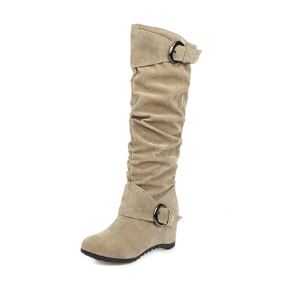 Funki Findz | Boots | Women's Mid-Calf Suede Wedge Boot